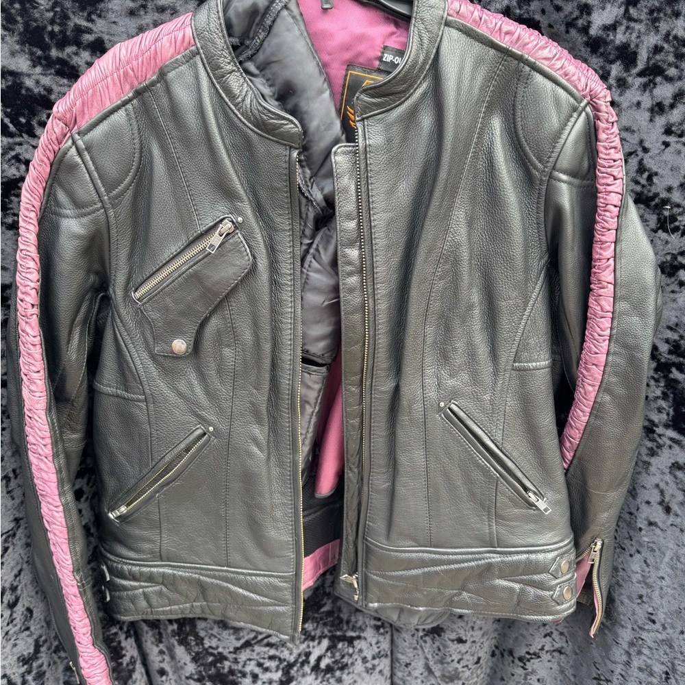 Milwaukee Leather Jacket with Pink Accents